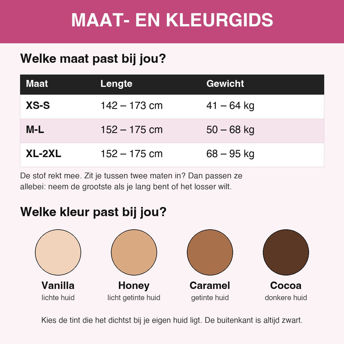 Fleecies maat- en kleurgids